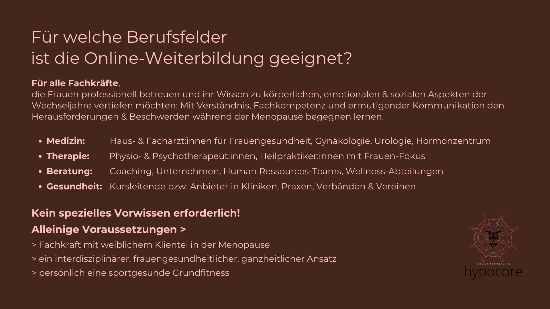 MenopauseWeiterbildung Zielgruppen