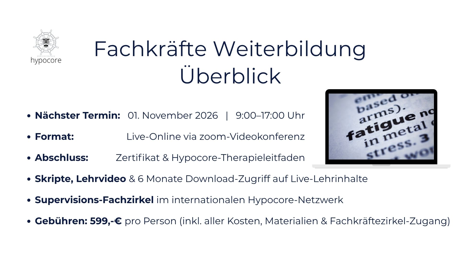 Hypocore Programmübersicht